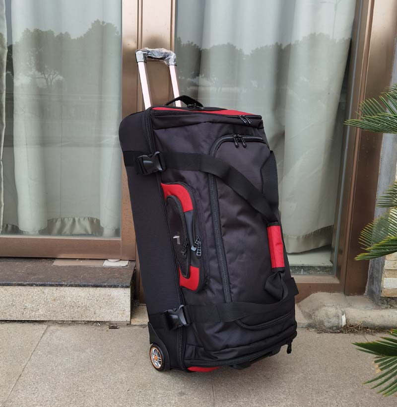 Foldable Rolling Luggage Bag - กระเป๋าเดินทางล้อลากขนาดใหญ่ 27-32 นิ้ว พร้อมล้อ กระเป๋าสะพายไหล่แบบยูนิเซ็กส์ กระเป๋าเป้ลายฟุตบอลสำหรับผู้ชายและผู้หญิง