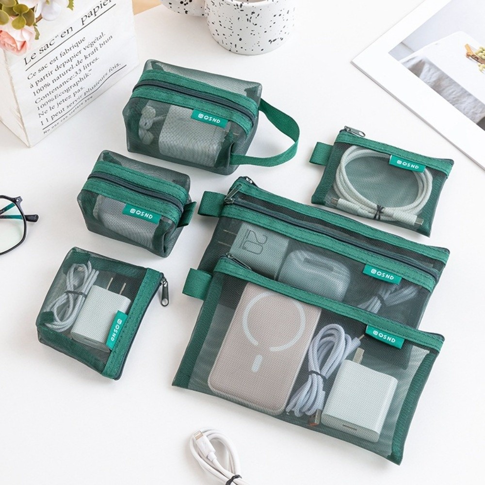 Cosmetic Bags - กระเป๋าเก็บของโปร่งใสทำจากไนลอนทนทาน ทรงสี่เหลี่ยม น้ำหนักเบา กระเป๋าตาข่ายระบายอากาศ กระเป๋าเครื่องสำอางสำหรับใช้ในบ้าน