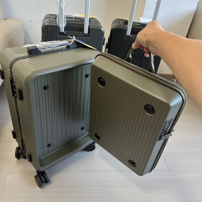 Aluminum Frame Carry On Luggage - กระเป๋าเดินทาง 2-in-1 พร้อมกระเป๋าเป้สะพายหลังแบบถอดได้ มีช่องใส่แล็ปท็อป เหมาะสำหรับเดินทางเพื่อธุรกิจ โครงอะลูมิเนียม