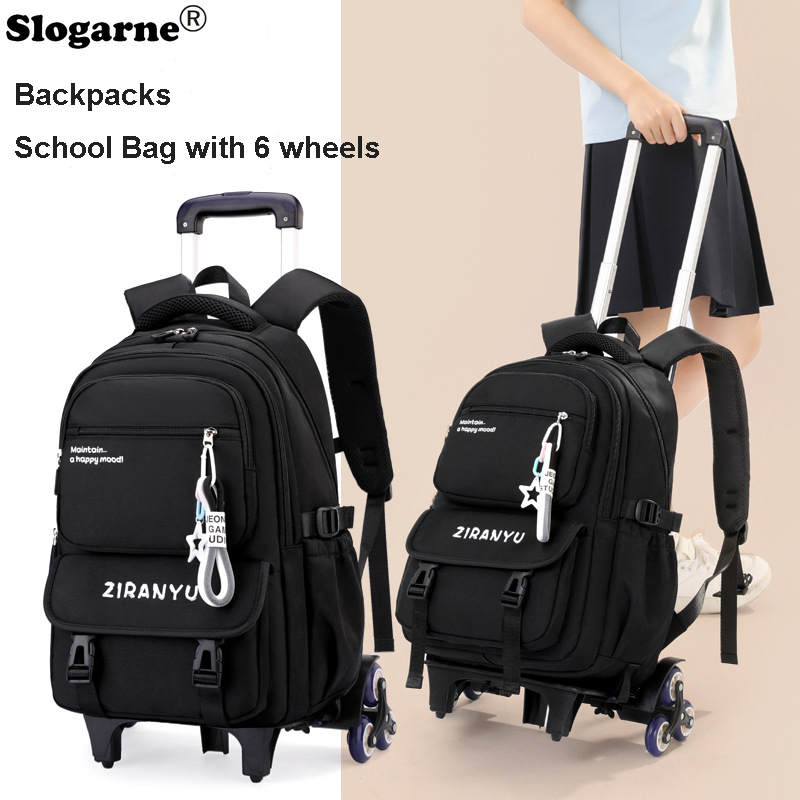 Foldable Rolling Luggage Bag - กระเป๋าเป้ล้อลากสำหรับนักเรียน รุ่นใหม่ 2026 กระเป๋าเป้ล้อลาก 6 ล้อสำหรับเด็กหญิง
