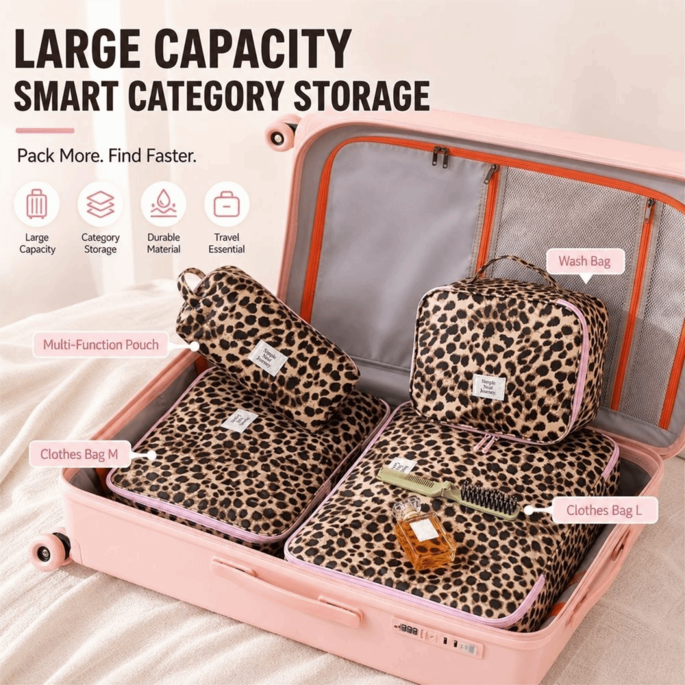 Cosmetic Bags - กระเป๋าเครื่องสำอางลายเสือดาวกันน้ำ พกพาสะดวก น้ำหนักเบา กระเป๋าจัดระเบียบเครื่องสำอางสำหรับเดินทาง ความจุขนาดใหญ่ กระเป๋าใส่ของใช้ส่วนตัว