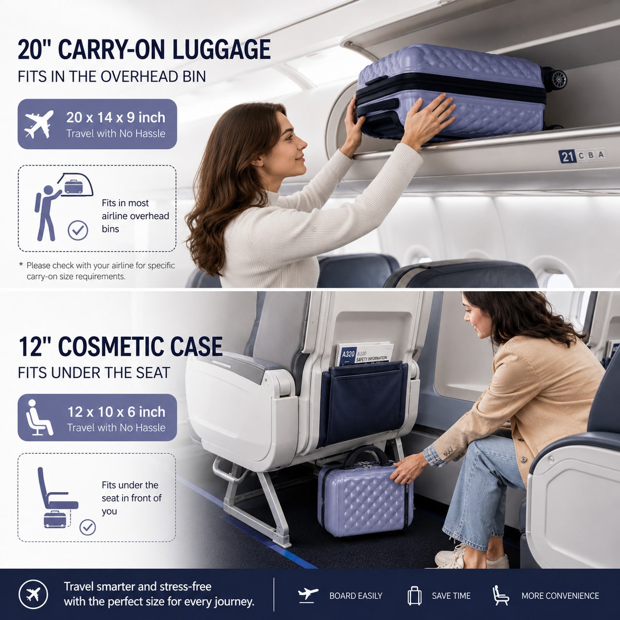 ชุดกระเป๋าเดินทาง 2 ชิ้น ประกอ - Cabin Size Lightweight Travel Trolley บทวิจารณ์และราคา
