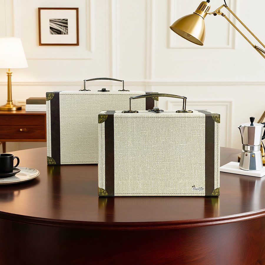 กล่องเก็บของสไตล์กระเป๋าเดินทา - Retro Vintage Trunk Suitcase บทวิจารณ์และราคา