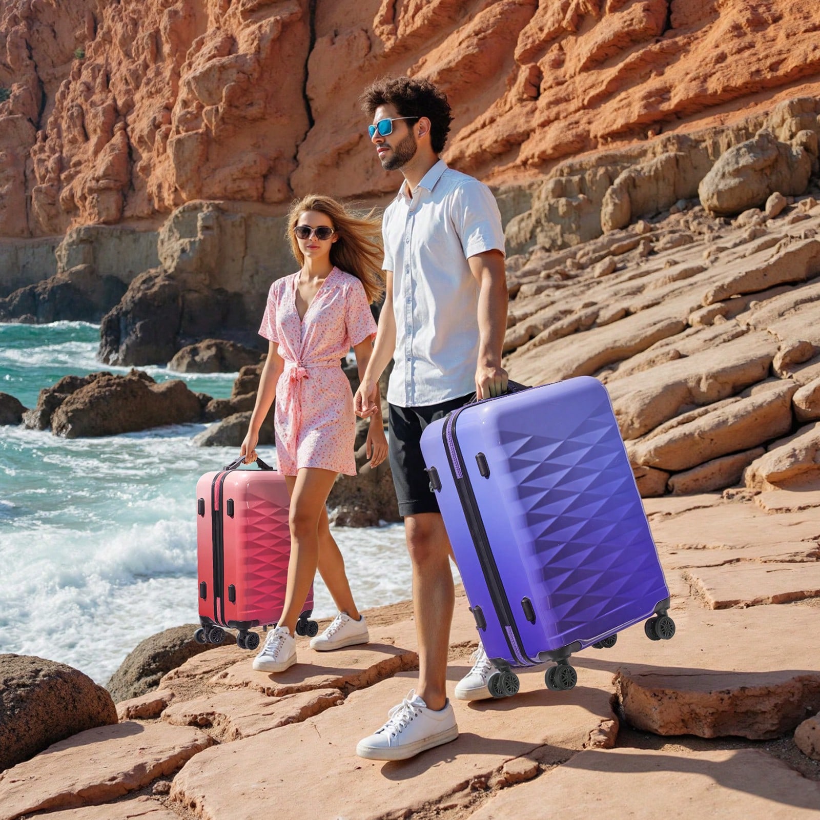 ชุดกระเป๋าเดินทางแบบแข็ง ขนาด  - Spinner Wheel Rolling Suitcase 20 Inch บทวิจารณ์และราคา