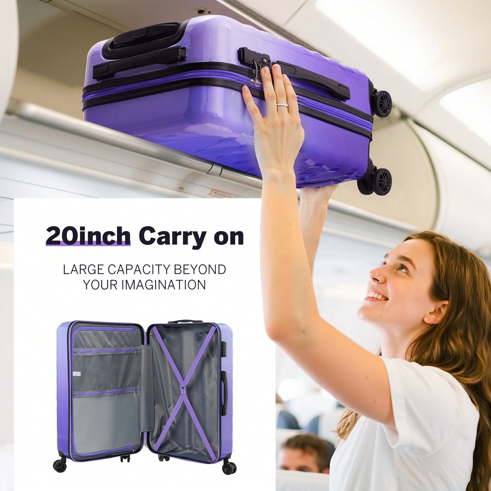 ชุดกระเป๋าเดินทางแบบแข็ง ขนาด  - Spinner Wheel Rolling Suitcase 20 Inch บทวิจารณ์และราคา