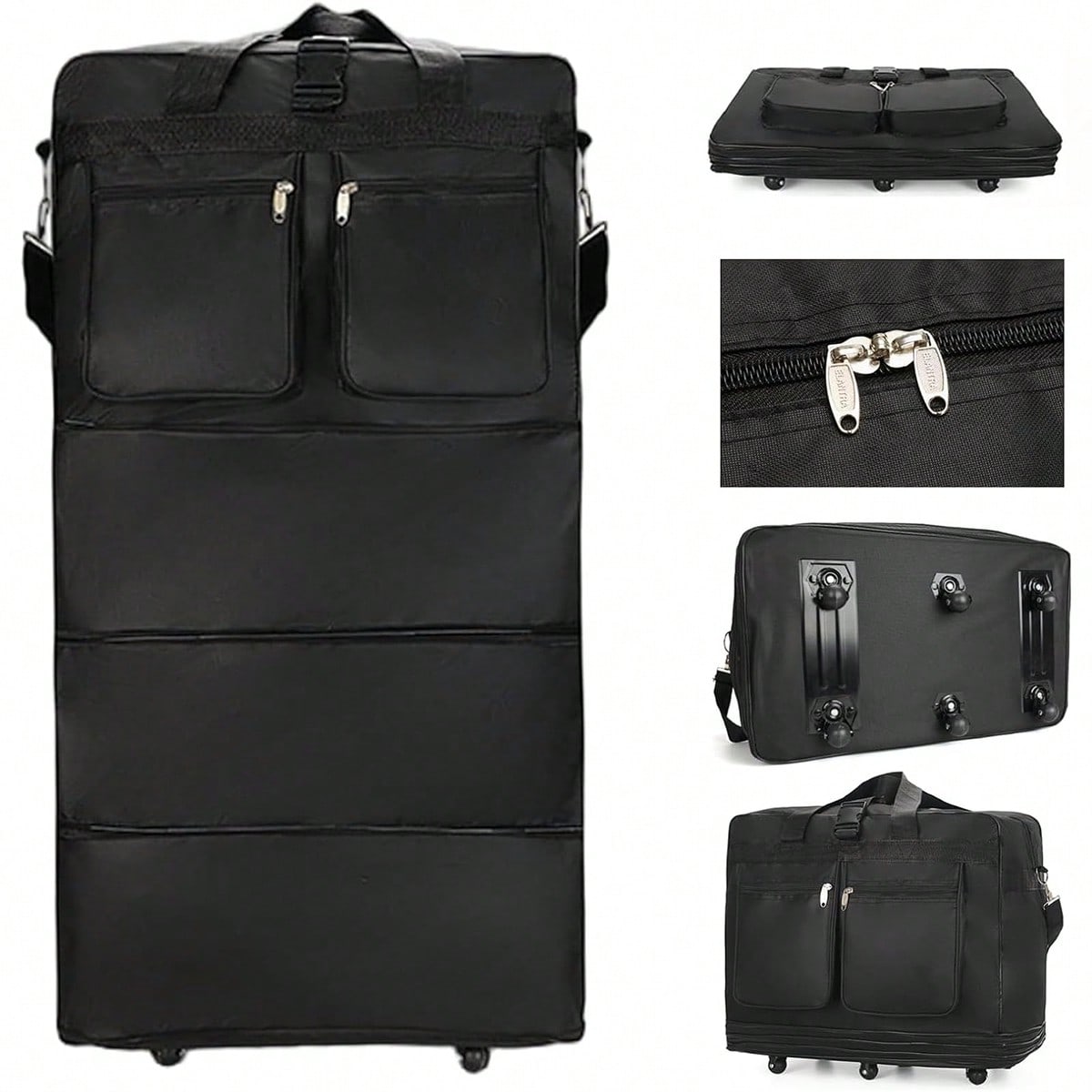 กระเป๋าเดินทางแบบมีล้อสีดำ ขยา - Foldable Rolling Luggage Bag บทวิจารณ์และราคา